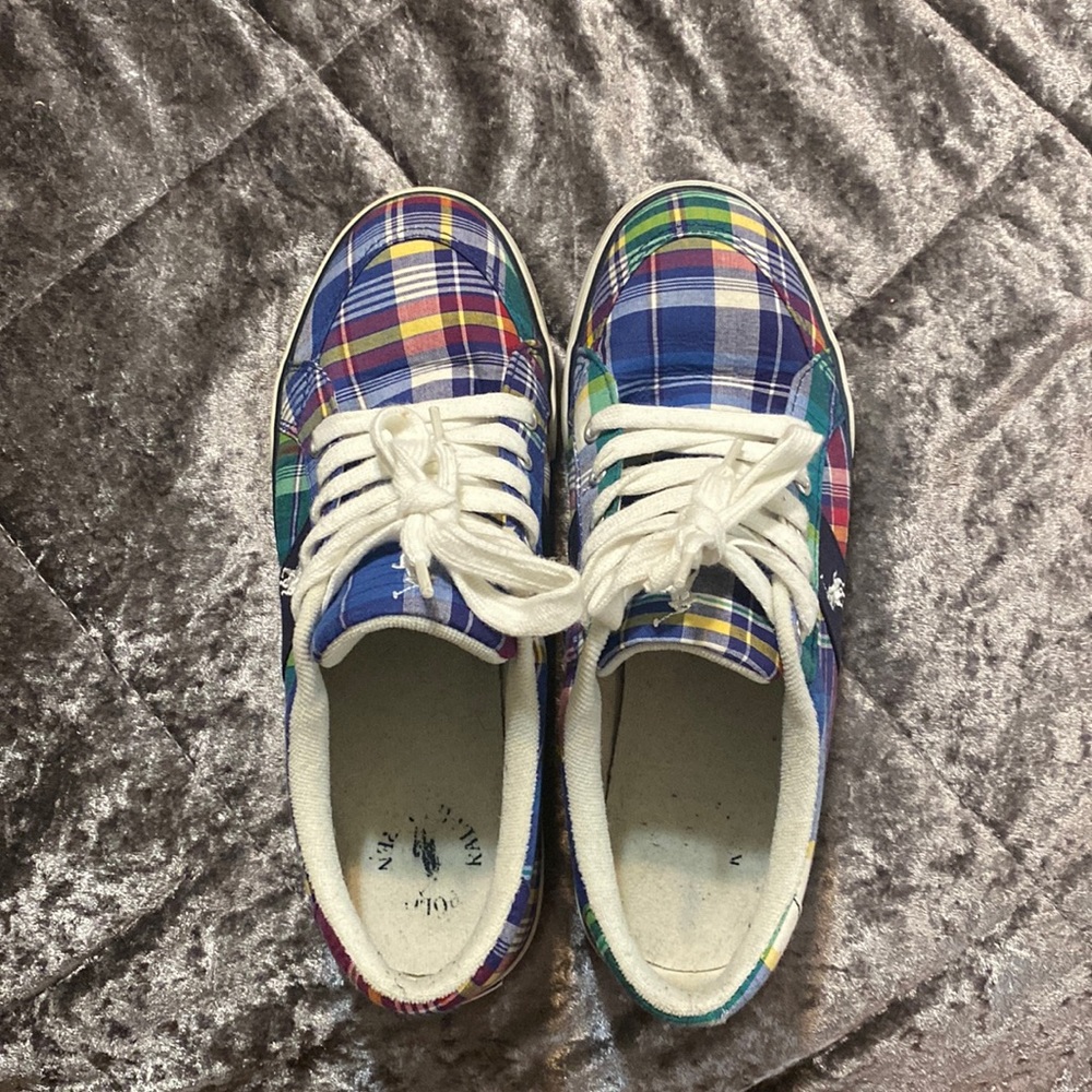 Polo Ralph Lauren blue bright madras harro, wmns 8 boys grade school 6